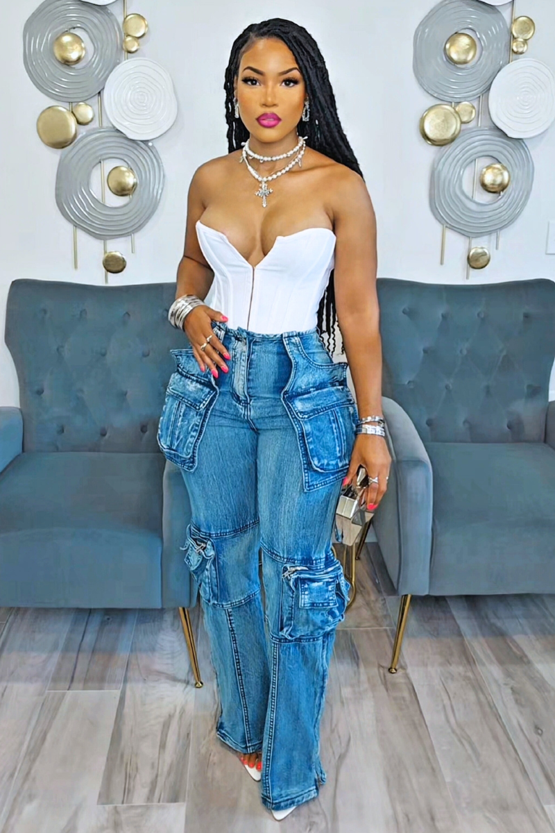 Madly In Blue Cargo Jeans