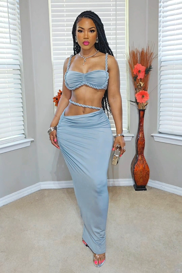 Grey On Vacay Skirt Set