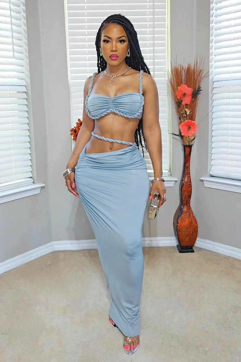 Grey On Vacay Skirt Set
