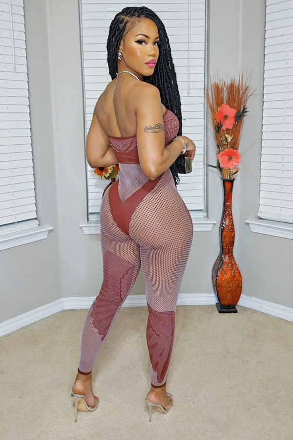 Baddie Jumpsuit Burgundy (New Arrival)