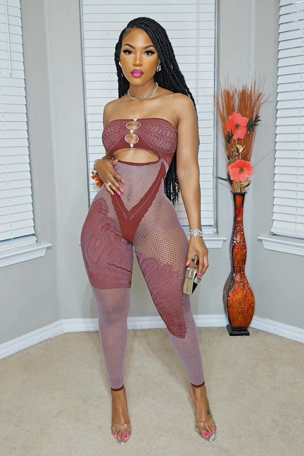 Baddie Jumpsuit Burgundy (New Arrival)