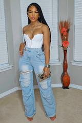 Dazzling Cargo Jeans Blue Restocked